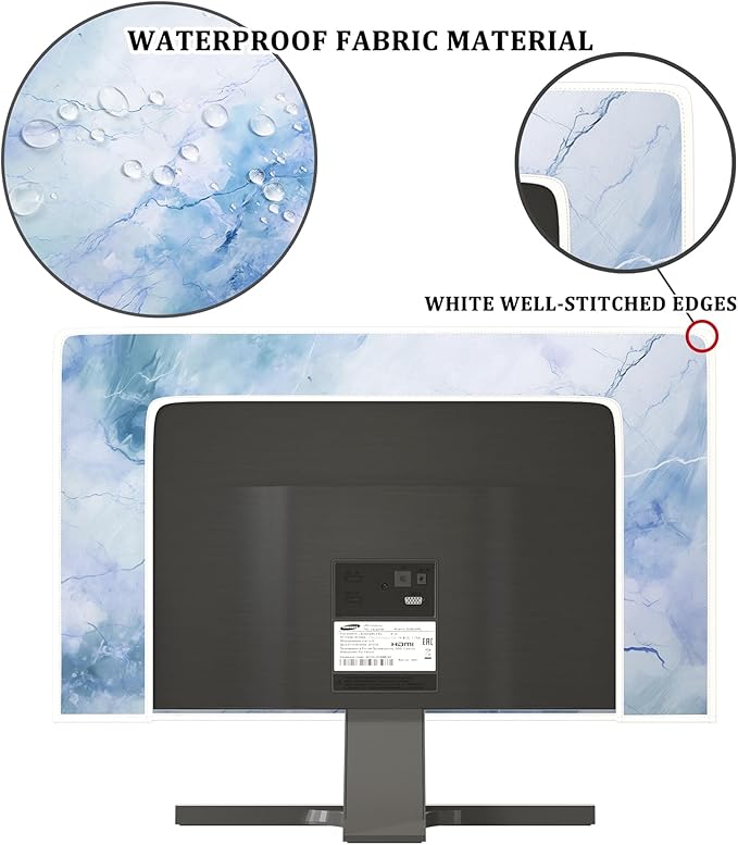 Baocicco Fashion Haze Blue Marble Screen TV Cover Cover 55 Inch Waterproof Full Body Covers for TV Display Screen Weatherproof Television Sleeve Compatible with Television LED LCD OLED TV