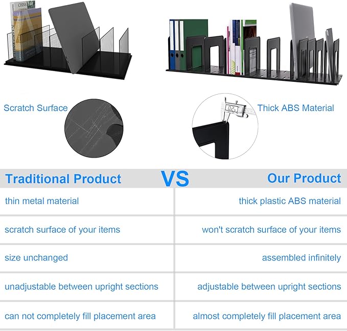 6 Pieces Upright Boards, Accessory Parts of Expandable File Folder Holder, Black