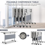 czxhaery Conference Table,Folding Conference Table,Folding Office Conference Room Tables On Wheels,Flip Top Mobile Meeting Training Table (4Pack140*60 * 75cm)