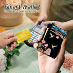 BWEGRHE Small Travel Wallets, Hummingbird Floral Sakura Slim Minimalist Front Pocket Wallet with Wristlet, RFID Blocking PU Leather Credit Card Holder with ID Window Change Purse for Men Women