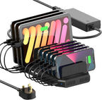 Alxum USB Fast Charging Station with Quick Charge 3.0, 10 Port Charging Stand for Multiple Devices, Compatible with iPad, iPhone, Samsung Galaxy, Black