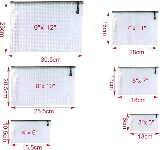Oaimyy-4 * 6 inchs-18 Pcs-Plastic Mesh Zipper Pouch Document Folders Bag Zip File Bags for Office Supplies,Home,Travel Storages,Puzzle Board Games Storage-Multicolor