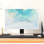 Baocicco Blue Green Marble Monitor Dust Cover 22, 23, 24, 25 Inch Creative Anti-Static Dustproof Monitor Accessories Laptop LCD Cover Modern Screen Monitor Decoration for Tablet Home Office Computer