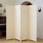Loomveil 4 Panel Room Divider Folding Privacy Screen,67 inch Bamboo Panel Divider for Home Partition,Beige