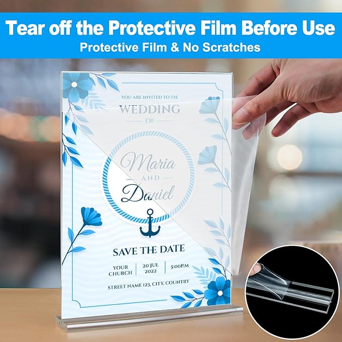 EHWINE Acrylic Sign Holder 8.5 x 11, 10 Pack Double-Sided Stand up Table Top Sign Holders, Clear Acrylic Picture Frame Menu Flyer Paper Holder Display Stand for Office Business Store Wedding Party