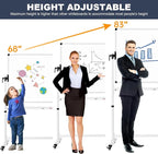 TANKEE Mobile Whiteboard 48 X 36 Inches Height Adjustable Large Standing White Board on Wheels, Rolling Double-Sided Magnetic Dry Erase Board for Office School Classroom Home