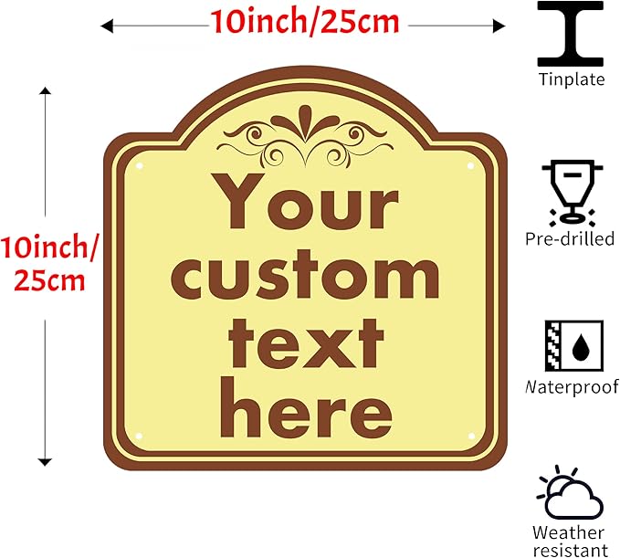 HK SIGNS Custom Weatherproof Sign, Aluminum, 10*10 Inch, Indoor & Outdoor, Office, Home, Business, Delivery