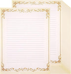 Sabary 200 Sheets Lined Stationary Writing Paper 8.5 x 11 Inch Fancy Vintage Stationery Letters Paper Lined Antique Retro Sheets for Letters Invitations Resume(Gold)