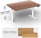 VIVO Electric 48 x 30 in Standing Desk, Memory Height Adjustment, 1B Series, Holds 220 lbs, One-Piece Dark Walnut Top, White Frame, DESK-KIT-1W5D