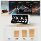 7.8'' Extra Large Rechargeable LED Kitchen Timer - 99H Countdown/Countup, 3 Brightness, 5 Alarms, 4 Volume Levels | Magnetic Large Timer for Cooking, Classroom, Home Gym