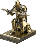 Amoysanli Medieval Armored Warrior Wearing Outerwear, Mobile Phone Stand Knight Pen Holder Desk Organizers, Resin Bookends Paperweight with a Letter Opener for Desk (Bronze)