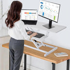 37 Inch Standing Desk Converter - Manual Pneumatic Spring, Two Monitor Stable Standing Desk Converter, 5.9" to 18.8" Height Adjustable Laptop Workstation with Keyboard Tray for Home, Company(White)