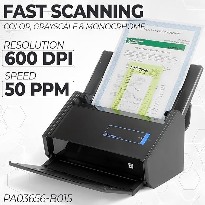 Fujitsu ScanSnap iX500 Scanner Bundle - High-Speed Document ScanSnap iX500 for Home/Office Use - Wireless Connectivity - Mac/PC Compatible - Automatic Document Feeder - Compact Design (Renewed)
