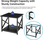 Fannova 2 Tier Large Printer Stand, 23.6 x 23.6 x 22.6 Inches Square Printer Table with Storage Shelf, Rolling Printer Cart with Industrial Wheels for Home Office, Mini Fridge Stand Table - Black