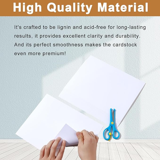 Silunkia 40 Sheets White Cardstock 8.5 x 11 Printer Paper, 75lb White Paper Card Stock for DIY Card Making, Thank You Cards, Business Cards, Wedding Invitations, Certificates, Menus