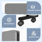 Acoustic Room Divider Privacy Panel with Wheels, 3 Panel Soundproof Room Divider (Aluminum Frame) for Room Partition, Folding Room Dividers Separation Office Cubicle Wall Sound Proof Partition Divider