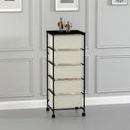 CASUNER Small Cabinet with Drawers Rolling 5 Drawer Mobile File Cabinet for Home Office Storage and Organization, Fabric Vertical Under Desk Storage for A4/Letter Files(