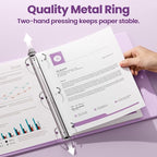 SUNEE 3 Ring Binder 1/2 Inch 1 Pack, Clear View Binder Three Ring PVC-Free (Fit 8.5x11 Inches) for School or Office Supplies, Purple