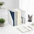 SAYEEC 1Pcs Collapsible Plastic Magazine File Holder Vertical Binder Storage Organizer for Desk Sturdy Upright Desktop Magazine Organizer Folder Rack for Office School Home (3 Compartments, Gray)