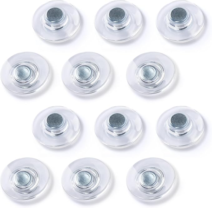 TOWON Rare Earth Magnets Large, Strong Magnets for Glass Whiteboard and Dry Erase Board, 12 Pieces Round Clear