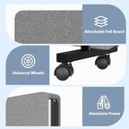 Acoustic Room Divider Privacy Panel with Wheels, 4 Panel Soundproof Room Divider (Aluminum Frame) for Room Partition, Folding Room Dividers Separation Office Cubicle Wall Sound Proof Partition Divider