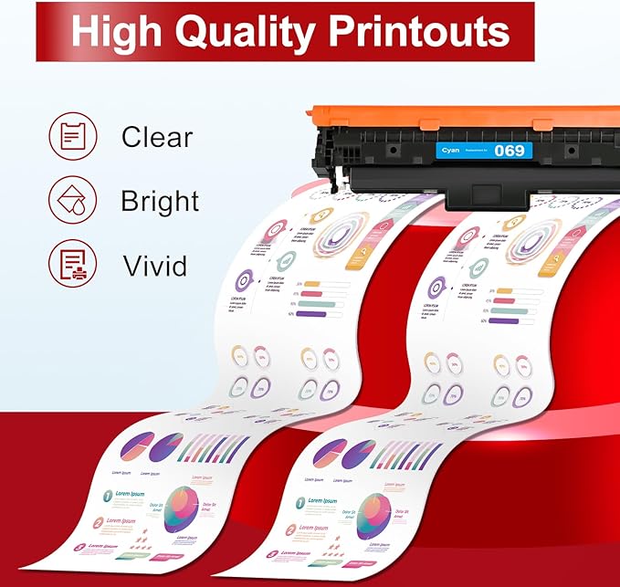 InkNI Compatible Toner Cartridge Replacement for Canon 069 069H Toner Cartridge Set use with Canon imageCLASS MF753Cdw MF751Cdw LBP674Cdw LBP673Cdw LBP674Cx MF752Cdw MF756Cx Printer(BCMY 4 Pack)