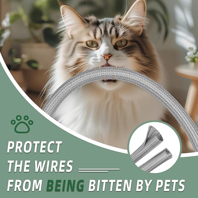 Split Wire Loom Tubing, Cable Protector Sleeve, Braided Cable Management for TV/Computer/Home Theater/Engine Bay, Cord Protectors from Pets No Chew (Grey, 3/4"-25ft)