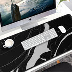 Large Mouse Pad, 31.5x15.7 inch Large Extended Computer Keyboard Mouse Mat, Water Resist Non-Slip Mousepad Rubber Base Long XXL Desk Mouse Pad for Work & Gaming, Office & Home, Black White