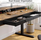 ONBRILL Standing Desk with Drawers, 55x23.6 Electric Stand Up Desk with Storage Shelf and Memory Controller, Sit Stand Desk Adjustable Height from 28-46" for Computer Workstation, Rustic Brown