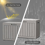 Yardgrace 50 Gallon Lockable Resin Deck Box, Waterproof & UV-Resistant Outdoor Storage Box for Outdoor Cushion Storage, Garden Tools & Pool Accessories Storage, Gray