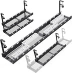 WIGAKDRU 31Inch Extendable Under Desk Cable Management Tray Multi-Model Metal Cable Management Tray Under Desk Cord Management with Clamp Power Strip Cord Holder for Wire Cable Management