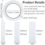 Double-Sided Fabric Tape, Hem Tape No Sew Double Sided Tape for Crafts Arts, 6 Rolls Strong Adhesive Cloth Sewing Tape for Hemming, Clothing Repairs, Pants, DIY Projects, Paper Backing (0.6/0.8/1inch)