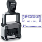 Trodat 5430 Professional Self-Inking Date Stamp with Entered - Blue Ink
