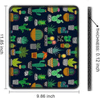 Auhoahsil Mouse Pad, 12 x 10 in Cactus Theme Computer Mouse Pad for Desk, Premium-Textured Non-Slip Rubber Stitched Edges Waterproof Square Mouse Mat for Gaming Work Wireless Mice, Black