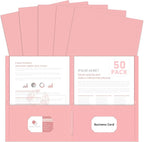 Two Pocket Folders, PANDRI 50 Pack 2 Pocket Folders, Letter Size Paper File Folder for School Office Home Business, Pink