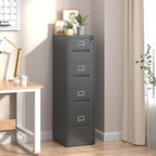 Yukimo 4 Drawer File Cabinet, Vertical File Cabinet with Lock, Metal Locking Filing Storage Cabinet for Home Office, Hanging Files for A4/ Legal/Letter, Assembly Required, Black