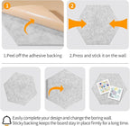 12'' Medium Hexagon Cork-Bulletin Board Tiles Adhesive 10PCS 12x10 inch Frameless Sticky Corkboard Hex Felt Pin Board for Office-Wall Decor, Removable Hexagonal Tack Pinboard with 30 Pushpins