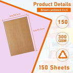 Guakicae 150 Sheets Brown Cardstock 5 x 7 Kraft Paper, 300gsm/110lb Heavyweight Flat Card Stock Printer Paper for Cards Making, Wedding Invitations, Greeting Cards, Birthday, Mailing