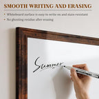White Board for Wall, 24'' x 18'' Magnetic Dry Erase Board, Decorative Whiteboard, Brown Vintage Wooden Frame
