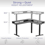 VIVO Electric Mobile Corner 75 x 63 inch 2 Tier Stand Up L-Shaped Desk, Height Adjustable, Memory Controller, Storage Drawers, Black Top Black Frame, DESK-E3CVB-75