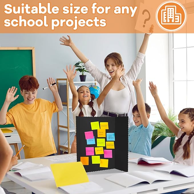 Ctosree 18 Pcs 14 * 22inch Tri Fold Poster Board Bulk, Science Fair Project Display Paperboard, Single Wall, Lightweight Presentation Board (Black)