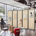 Strongbird Room Partition,Folding Privacy Divider,Office Partition Dividers,Office Dividers Wall, 10'6"W x 6'7"H,Beige