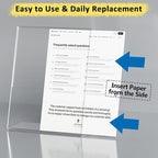 Argvey 4 Pack Acrylic Sign Holder 8.5x11, Clear Plastic Slanted Back Sign Holders, Desktop Papers Menus Frame Flyer Document Holder Display Stand for Coffee Shops, Hotels, Offices, Public Spaces
