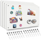 4 Pack White Magnetic Board,17.5" x 11.4" Magnet Bulletin Board to Display Magnetic Notes, Poetry, Photos, Suitable for Wall, Refrigerator, Cabinet etc, Come with 16 Plastic Anchor Bolts and Screws