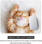 Auhoahsil Mouse Pad, 12 x 10 in Cute Cat Theme Computer Mouse Pad for Desk, Premium-Textured Non-Slip Rubber Stitched Edges Waterproof Square Mouse Mat for Gaming Work Wireless Mice, White