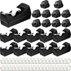 Yahenda 10 Pack Desktop Tape Dispenser Non Skid Base with Transparent Invisible Tape and Replacement Cores for Wrapping Home School Office Supplies