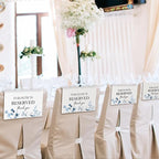 ChissNook Reserved Seating Chair Signs, This Row Is Reserved Pew Cloths Seating Placeholder for Church Pews, Wedding Decorations for Reception Parties Celebrations Event Meetings (Dusty Blue, 4 PCS)