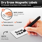Attractivia Dry Erase Magnetic Labels 2.8 x 1.8 in, Small Dry Erase Magnets, 40-Pack, White Erasable Write-On All-Purpose Labels, for Office, Education, Home, Whiteboard