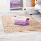 STERILITE 15 Qt ClearView Latch Storage Box, Stackable Bin with Latching Lid, Plastic Container to Organize Shoes in Closet, Clear Base, Lid (Pack of 12)