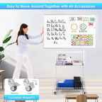 maxtek Rolling Whiteboard, 48x32 Large Magnetic White Board with Stands, Big White Board Dry Erase on Wheels with Baskets for Classroom, Office, Homeschool, Home Office